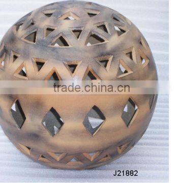 ball shape Candle Holder made in cast Aluminium with Terracotta finish