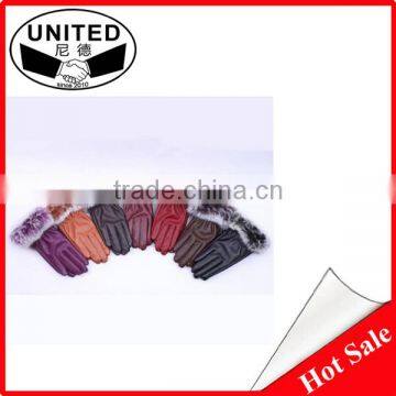 2015 Fashion Winter Leather Gloves Women Fur Gloves Ladies Leather Gloves