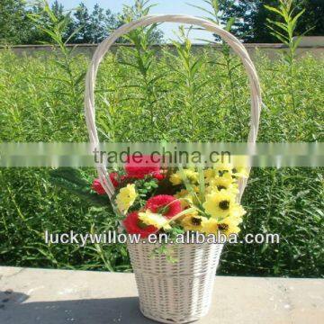 factory supply wicker flower basket with long handle