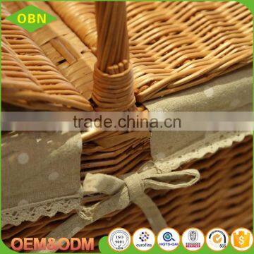 Factory Price Graceful Washable Rectangular New Poly Willow Wicker Picnic Hamper Basket photo-6