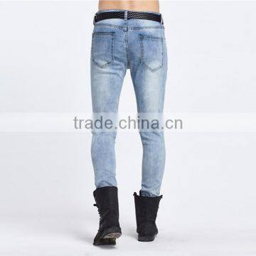 Korea Style Men Ripped Jeans Washed Ankle Destroyed Pants photo-5