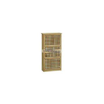 Oil Chinese Catalpa Wood Grid Three Layers of Cabinets