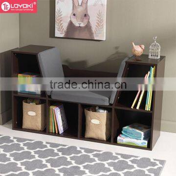 MDF Wood 6 Cube Storage Organizers Kids Bookcase With Reading Seat and Cushion photo-5