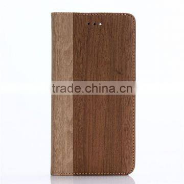 Nature Wood Grain PU Card Bumper/pocket Cell Phone Case for Iphone photo-2