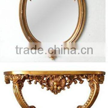Antique Victorian gold color bed room wall hanging console table and mirror