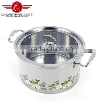 Hot Selling 3pcs Drum-shaped Stainless Steel Soup Pot kitchen cookware With Decal