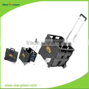 Plastic Wheeled Shopping Basket with Telescopic Handle