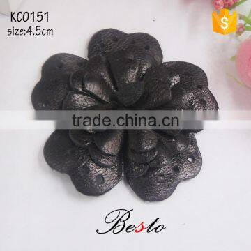 Beautiful wholesale small black leather flower for ladies