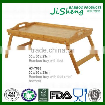 Eco-friendly Adjustable Folding Bamboo Service Tray With Feet