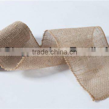 5''*5Y burlap ribbon natural color swen edge in small roll