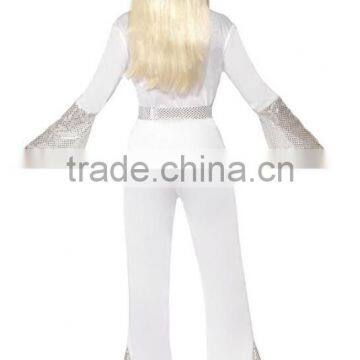 Wholesale Custom Women's Halloween White Top Pants and Belt 70's Disco Lady Costumes Adults photo-5