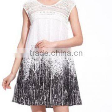 Retro Vintage Design Party Club Black a Line Lace Skirt/Ink Printing Skirt photo-3