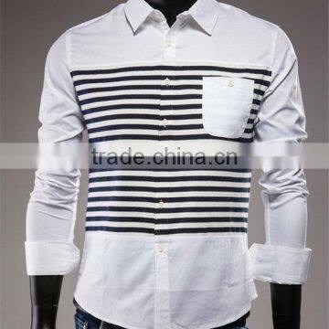 British Style Slim Fit Man Shirts Contrast Stripes Fashion Long Sleeve Mens Shirts photo-2
