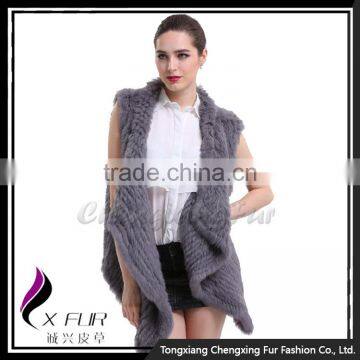 CX-G-B-111B The New Design Knitted Rabbit Fur Jacket Coat