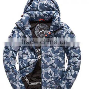 2017 new design men downlook jacket with print and detach hood (RMJ011)