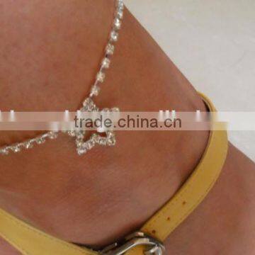 Custom cupchian crystal anklet white crystal prong seting anklet five star claw chain barefoot jewelry for summer holiady