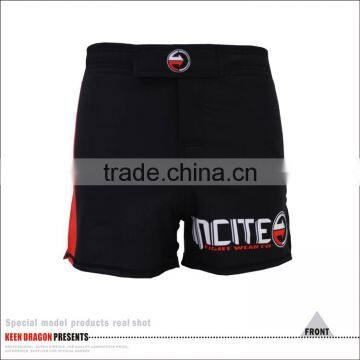 2016 NEW STYLE BLACK MMA SHORTS WITH LOGO ON THE BOTTON OF LEG OPENING photo-3