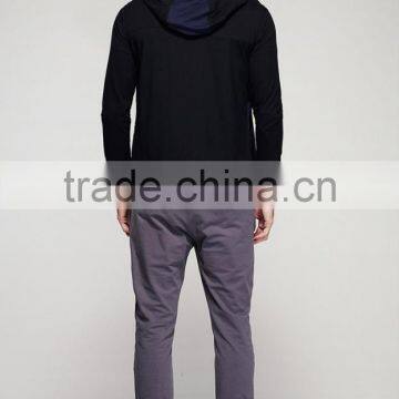 Comfortable Mens Contrast Plain Zip-up Hoodie for Man photo-3