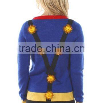 2016 Latest Design Women 's Christmas Tree Pullover Sweater With Suspenders photo-3