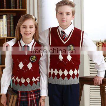 Flatting Knitting Custom School Uniform Pure Cutton Sweater Vest Senior School Uniform photo-2