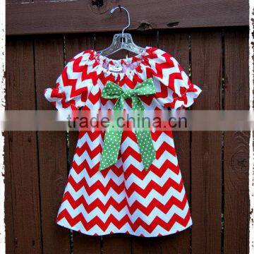 Christmas Clothes Baby Girl Frock Red And White Chevron Dress