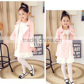 5-11 Years Old Kids Lovely Princess Trench Long Coat Synthetic Suede Dust Coat photo-5