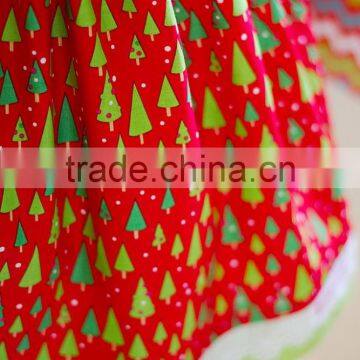 2017 Toddler Girls Christmas Tree Red Dress With Lace Trim Kids Printed Dress photo-3