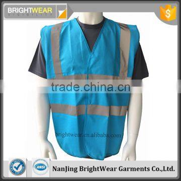 EN 20471 light blue Hook and loop fastener reflective fluorescent vest