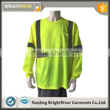 100%polyester birdeye mesh high visibility long sleeve china factory safey T-shirt