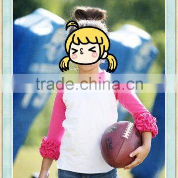 ruffle raglan kids raglan ruffle shirts raglan 3/4 sleeve baseball t shirt wholesale icing ruffle shirt