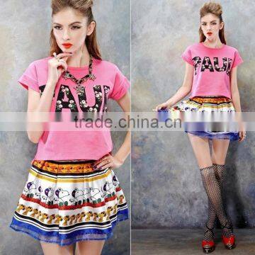 Wholesale 2015 High Quality Print Cotton Spandex Ladies Apparel Crop Top / New Fashion Women Apparel photo-3