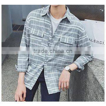 Fashion grid long sleeve shirts