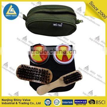 Manufacturer supply shoe care type promotional gift travel shoe shine set in care bag