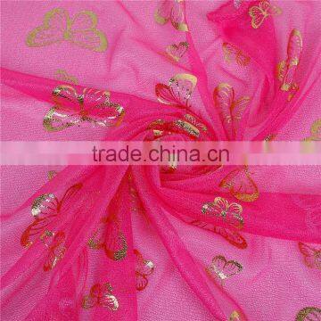 Imitation Silk Scarves & Wraps Rectangle Golden Fuchsia Butterfly China Scarf photo-2
