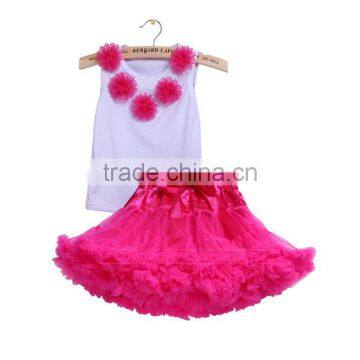 cotton flower sleeveless top & hot pink tutu skirt girls summer clothing sets boutique pettiskirt girls clothing outfits