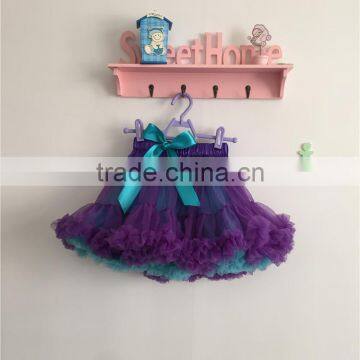 2016 fake silk waist ,two layer pettiskirt new born tutu purpl skirt, blue chiffon skirt