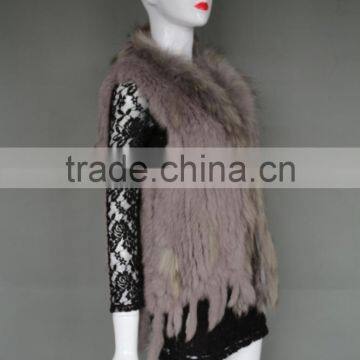 Fashion Ladies Fur Vest /Grey Rabbit Fur Strap Gilet With Manufacture Price photo-2