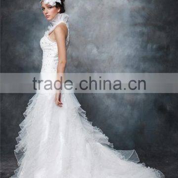 Custom Made Sexy A-Line Halter Neckline and Backless Lace Wedding Dress AS291 photo-3