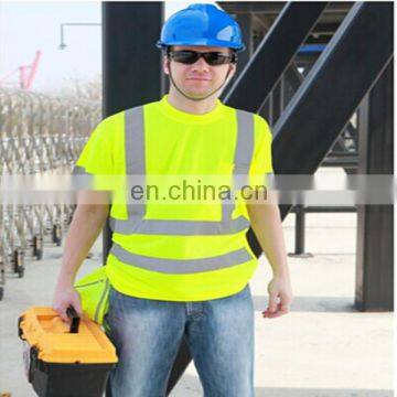 Fluorescent Yellow Reflective Safety Custom T Shirt