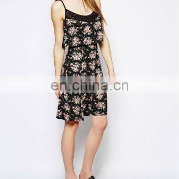 CHEFON Fashion 2 tier crochet contrast slip tall dresses uk