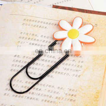 wholesale bulk cheap price rubber and metal bookmark whit shape of flower