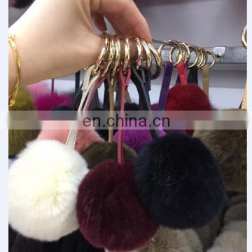 Genuine Rex rabbit fur Plush rabbit fur keychain Real fur pom Keychain