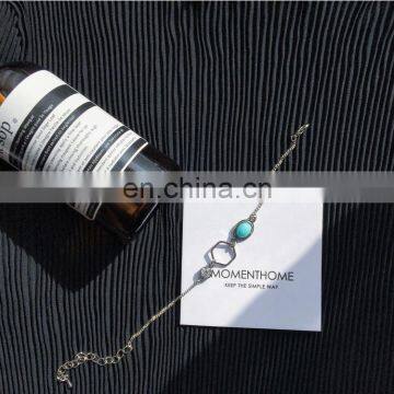 Retro Marble Gemstone Geometric Metal Bracelet photo-5