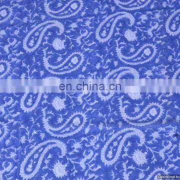 Indian Jaipur Handmade Natural Sanganeri Print 100% Cotton Fabric Paisley Art