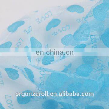 heart design flocked organza fabric for parties' decoration