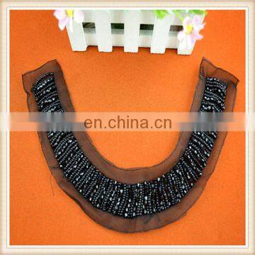 Wholesales embroidered neck designs with black beads for lady kurtis