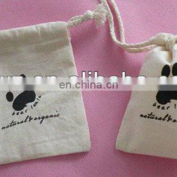 Small drawstring cotton muslin bags