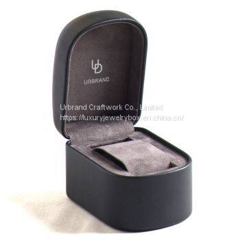 Custom small elliptical watch packaging box round leatherette plastic watch box