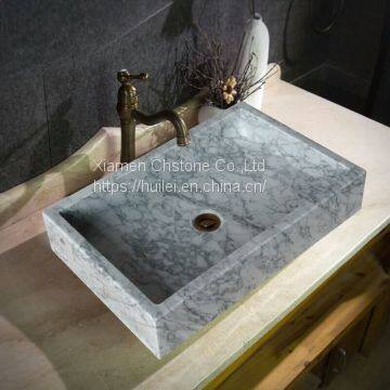 Carrara White Bathroom Vessel Sink