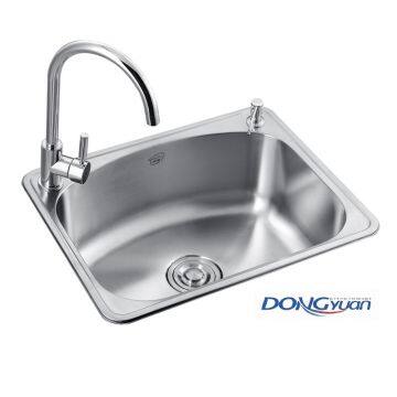 Guangdong Dongyuan Kitchenware 580×460×200mm POSCO SUS304 Stainless Steel Single Bowl Topmount Drawn Kitchen Sink (DY-501)